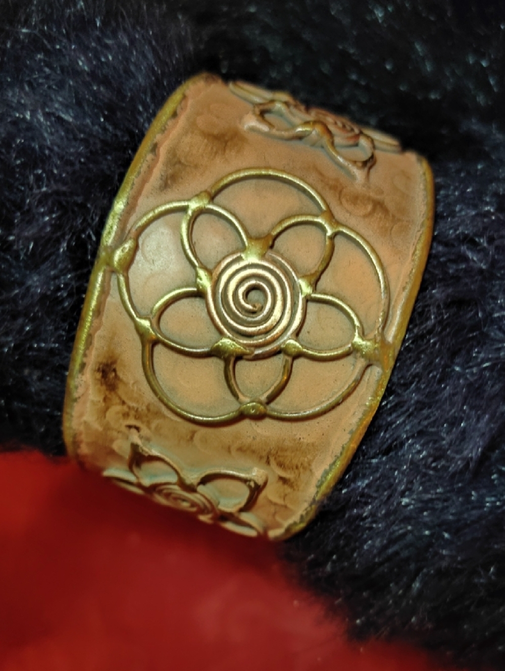 Anju Handcrafted Jewelry Rose & Gold Sacred Geometry Floral Cuff Bracelet - Picture 3 of 6
